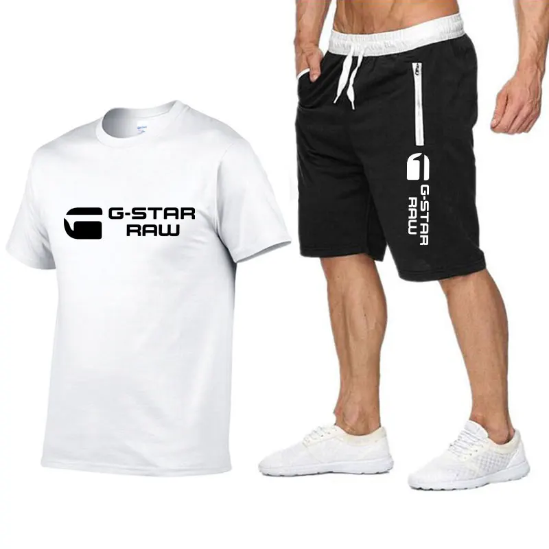 Conjuntos de treino para ginásio masculino, t-shirts e shorts, roupas de marca, roupas esportivas novas, verão, 2pcs, Y2K, 2022