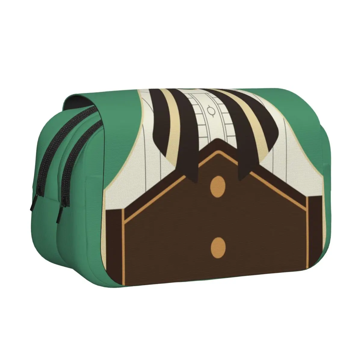 Genshins Impact Venti Double Clamshell Pen Case Pencilcases Pen Holder Pencil Bags Students School Zipper Stationery