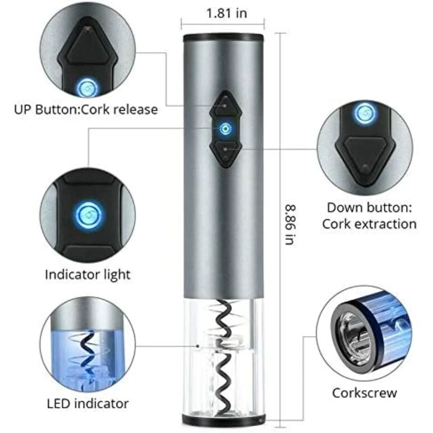 , Cordless Wine Bottle Opener  with Foil
