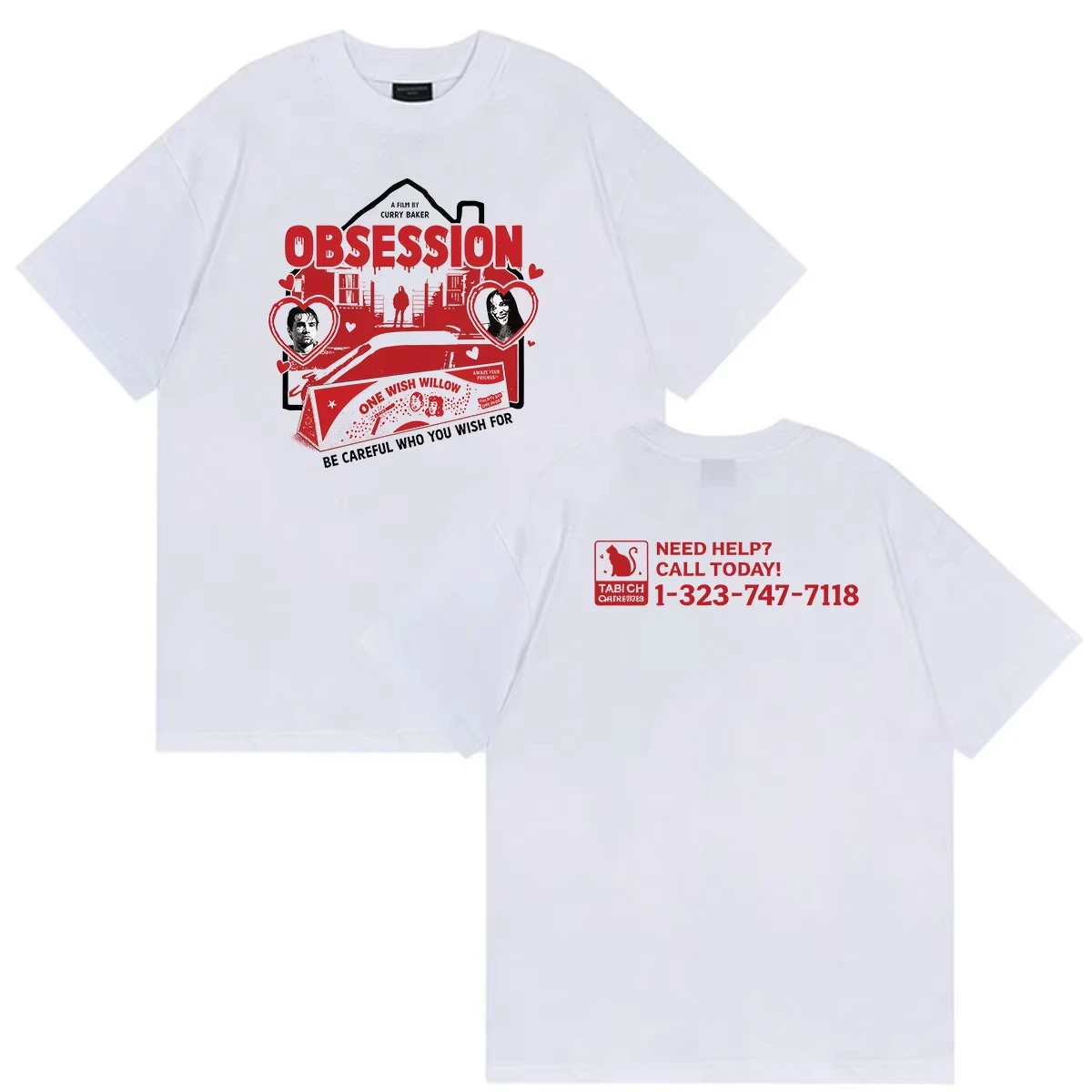 Horror Movie Obsession Be Careful What You Wish for Graphic Print T-shirt Men Women Loose Oversized Top Cotton Summer New Tee