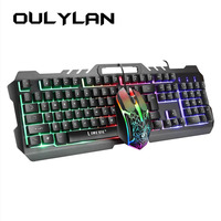 T21 Rainbow Glow Gaming Keyboard& Mouse Set 104 Keys Luminous Computer Accessories Mechanical Feel Keyboard Mouse