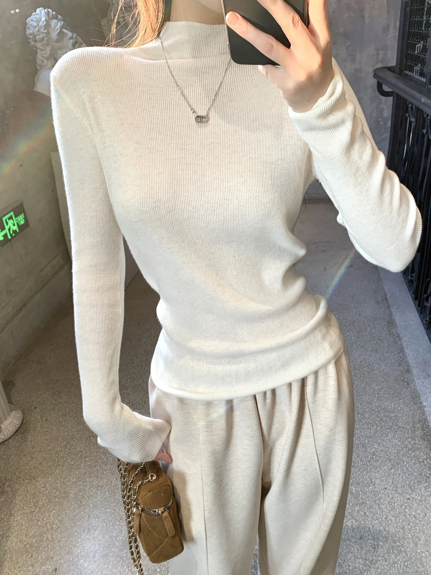 

High Densi ey Woolen Slim Fit Knitted Sweater f High Collar Inner Wear Top Women's Faion Winter Long Sve Wool 00