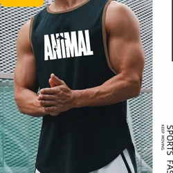 Men's Quick Drying Sleeveless shirt animal Bodybuilding Workout Tank Tops Muscle Fitness Shirts Male Gym Stringer Vest