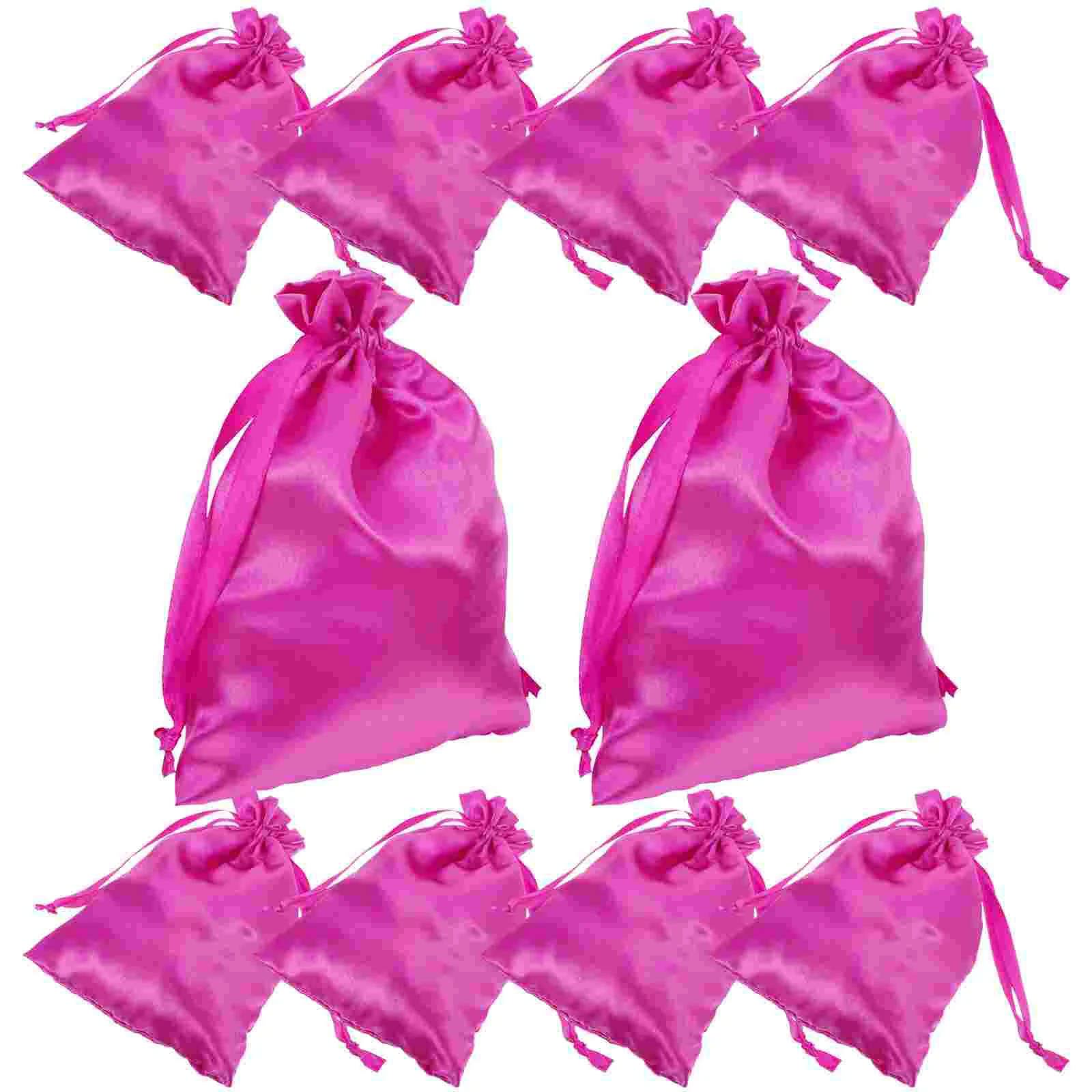 10 Pcs Packaging Bags Storage for Multiple Wigs Dust-proof Business Organizer Satin Rosy with Drawstring Travel