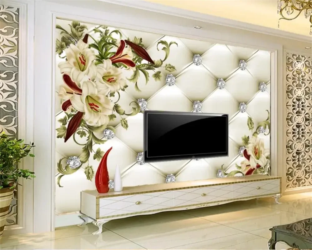 Customized Wallpaper 3D European Flower Luxury Living Room Bedroom TV Background Wall Decoration Painting Home Decor Mural