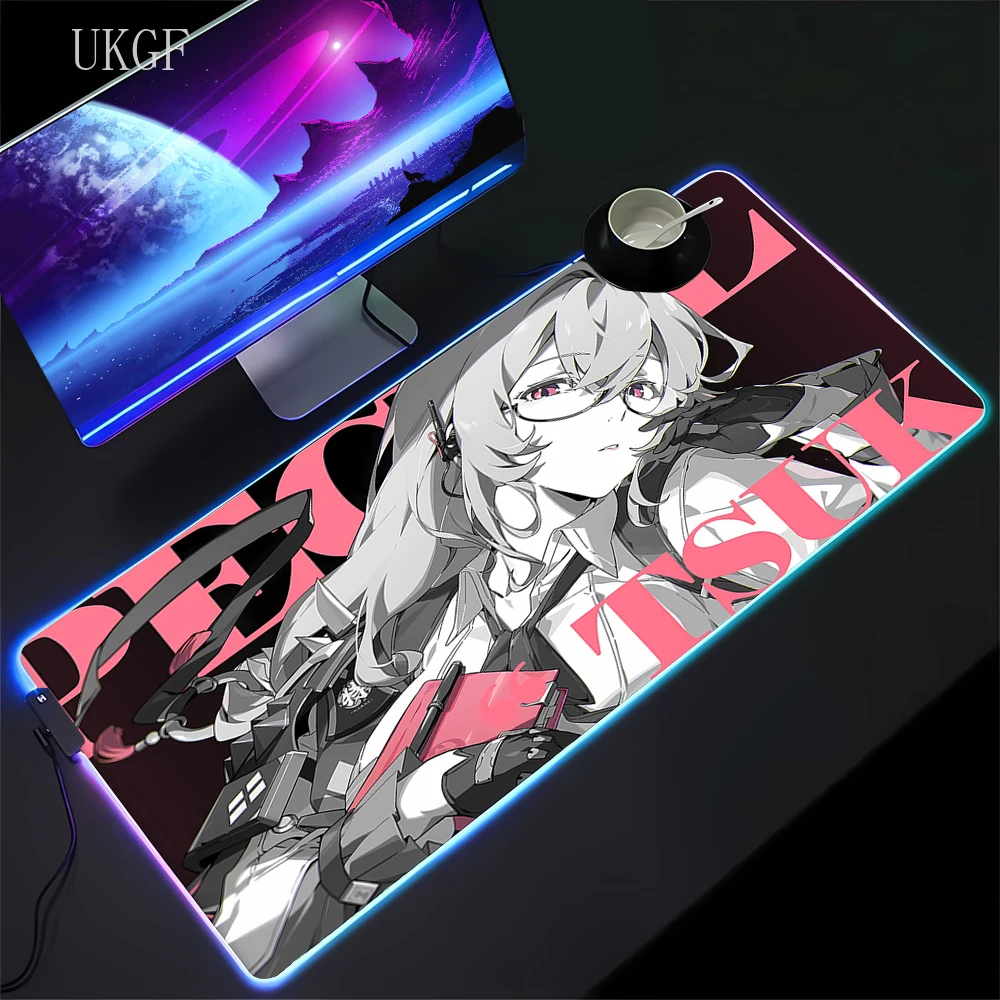 RGB Gaming Zenless Zone Zero Mouse Pad Tsukishiro Yanagi Grace Howard Kawaii Mousepad Large Game Desk Game Rubber No-slip Mat