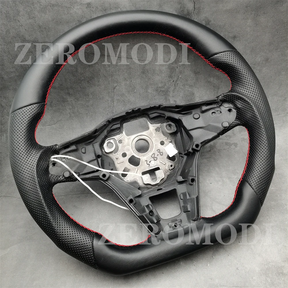 For VW Golf MK8 Black leather Heated Flat Bottom Sport Steering Wheel