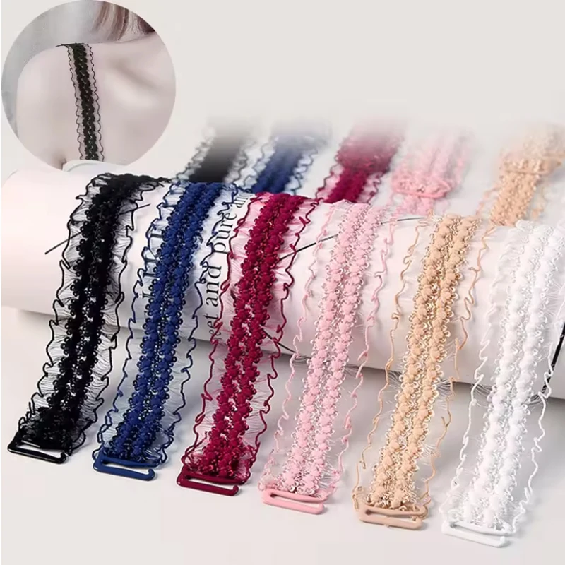 Adjustable Lace Underwear Shoulder Straps Women Elastic Stretch Bra Non-slip Mesh Hollowed Flower Shoulder Straps Accessories