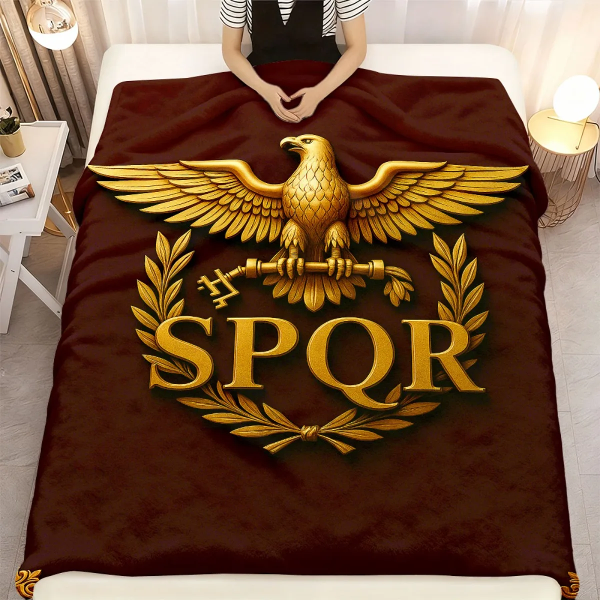 Vintage SPQR Flannel Blanket Ultra-Soft And Cozy, Perfect for Winter Warmth, Ideal Gift for Valentine'S Day And Family Gathering