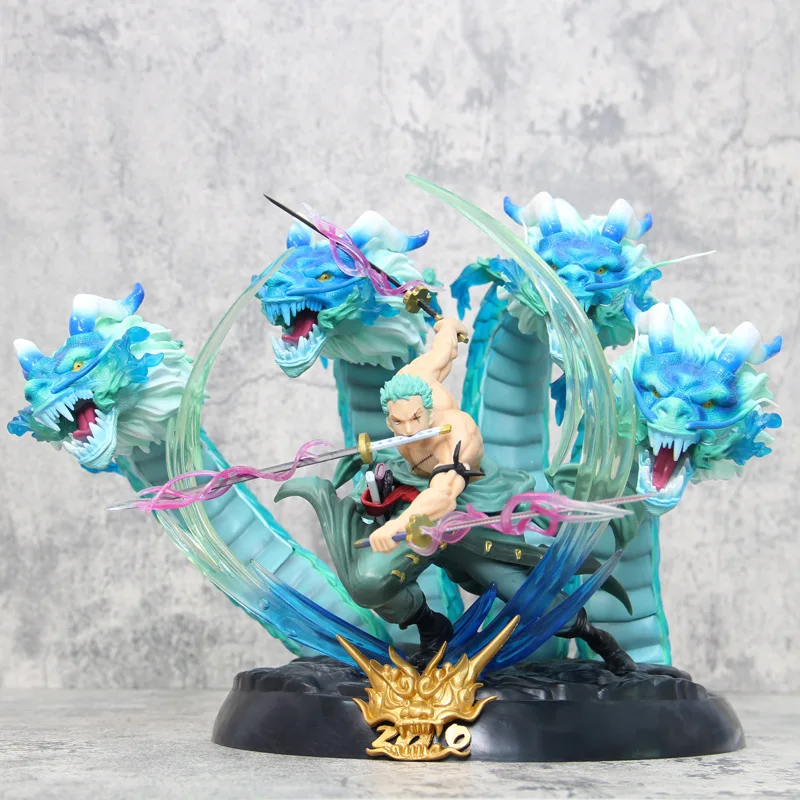 One Piece Anime Figure Roronoa Zoro  Four Ryu Pvc Action Figure 30cm Yama Demon Statue Collection Cartoon Model Toys Gifts