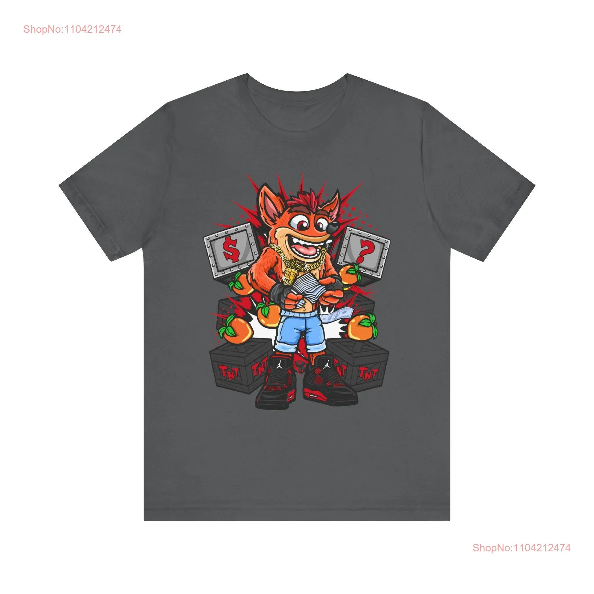 Cartoon Bandicoot Money T Shirt Hip Hop Streetwear Parody Fresh Kicks Sneakerhead Style Gaming Fashion for Trendy