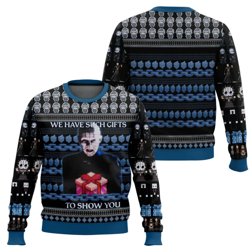 2025 Pinhead Hellraiser سترة عيد الميلاد القبيحة الكرتون أنيمي النساء الرجال البلوز القمم موضة زوجين هوديي البلوز #1