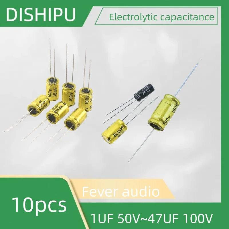 10 buah kapasitor elektrolit audio demam NP 50 v, 100 v / 6.8/3.3/4.7/1/2.2 10/22/47 UF