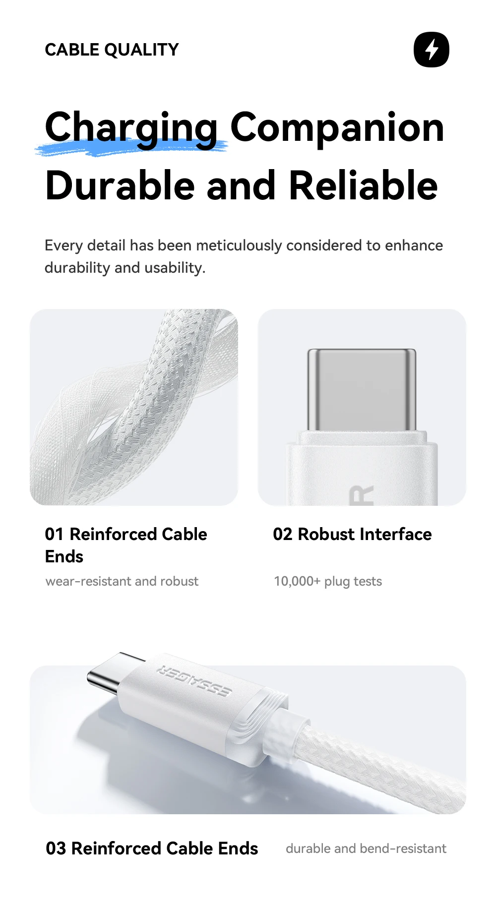 Essager 20W Typ-C Ladegerät-Set für iPhone 17 16 15 Xiaomi PD 3A Typ-C Lightning Micro Kabel Schnellladegerät für iPhone 14 iPad – Detail 8