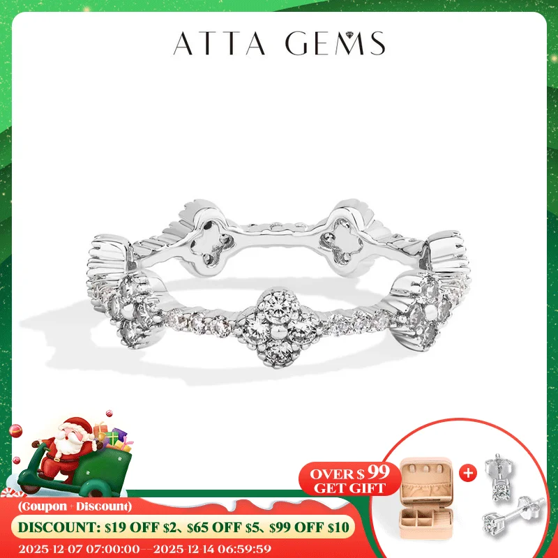

ATTAGEMS Eternity DVVS1 Moissanite Ring for Women 100% Real 925 Sterling Silver Gold Plated Wedding Party Charm Fine Jewelry New