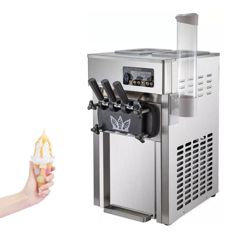 

1200W Table Top 2+1 Mixed Taste Soft Serve Ice Cream Making Machine 3 Flavors commercial Ice Cream Maker