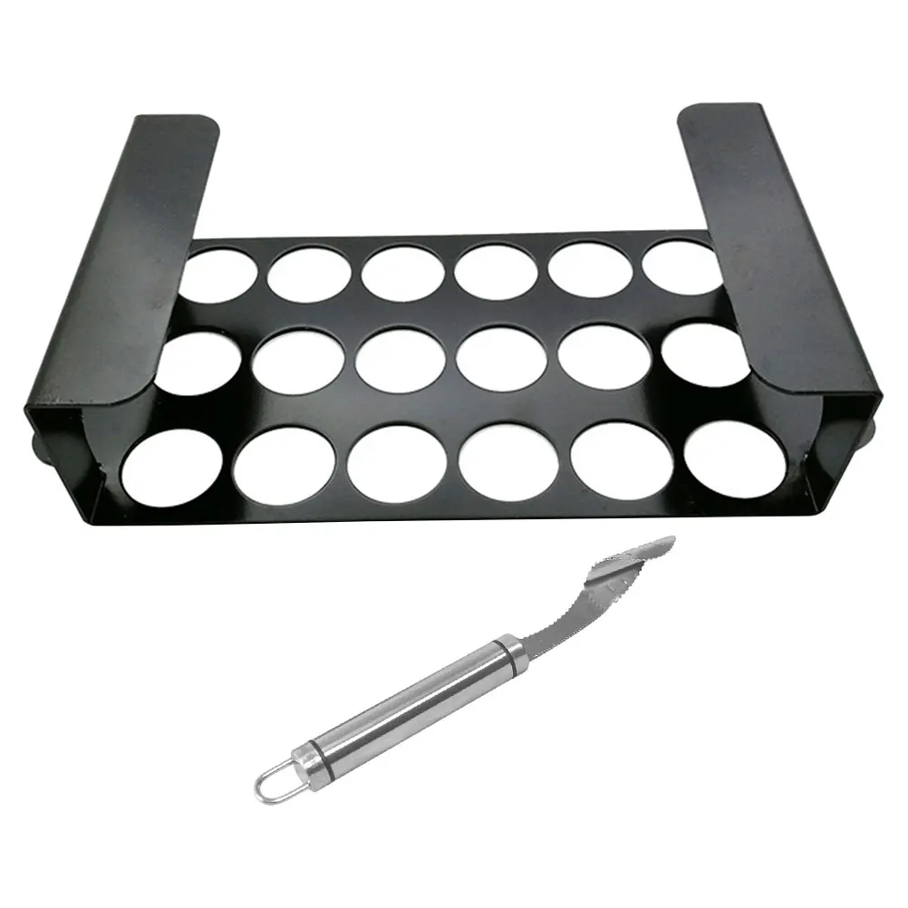 

18 Holes Black Non Stick BBQ Grill Rack Chicken Legs Jalapeno Roasting Oven Cooking Accessories Stainless Steel Kitchen Tools