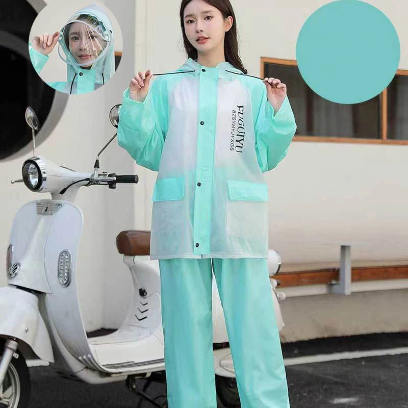 Color Blocking Fashion Full Body Raincoat Set, Outdoor Bicycle Electric Bike Split Raincoat