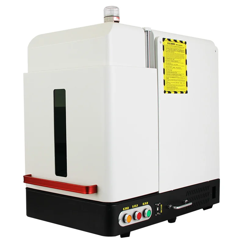 Enclosed Fiber Laser Marking Machine 20W 30W 50W 60W Raycus JPT EM7 MOPA with Rotary Axis