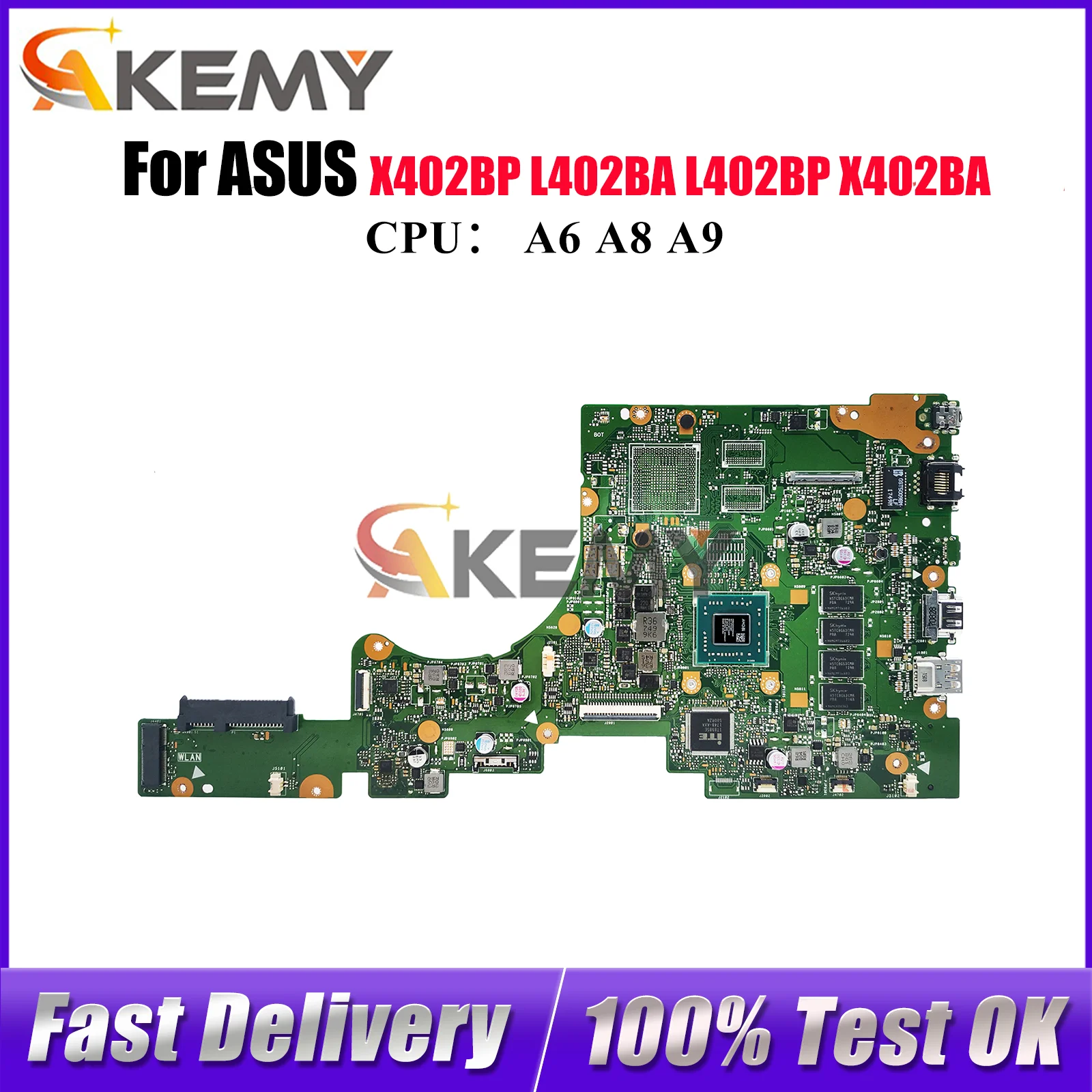 

E402BA Материнская плата для ноутбука ASUS EeeBook E402BP L402BA X402BP E402BA L402BP X402BA E402B Материнская плата с процессором A6 A8 A9 тест ОК