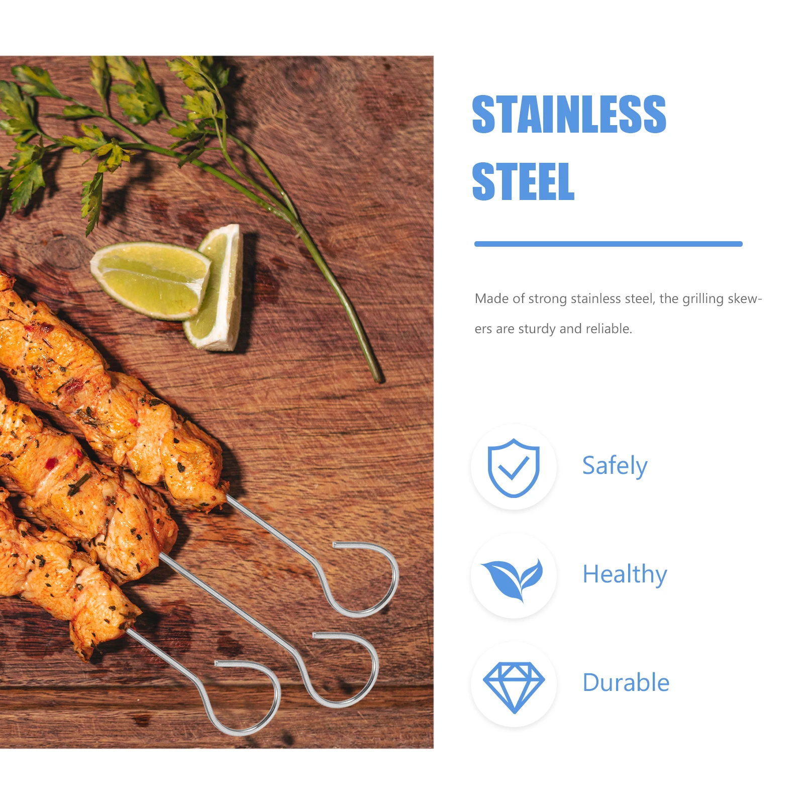 

50 Pcs BBQ Needle Skewers Stainless Steel Grilling Tools Metal Meat Roasting Barbeque Supplies Easy Clean Rust Resistant