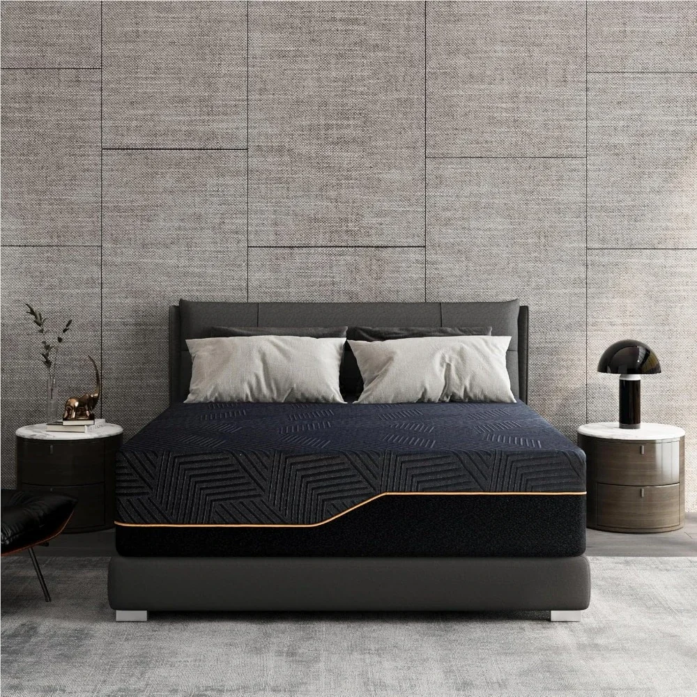 14 Inch Memory Foam Mattress in a Box, Jacquard Fabric Cover, Ventilated Copper-Gel Memory Foam, Fiberglass Free Mattress