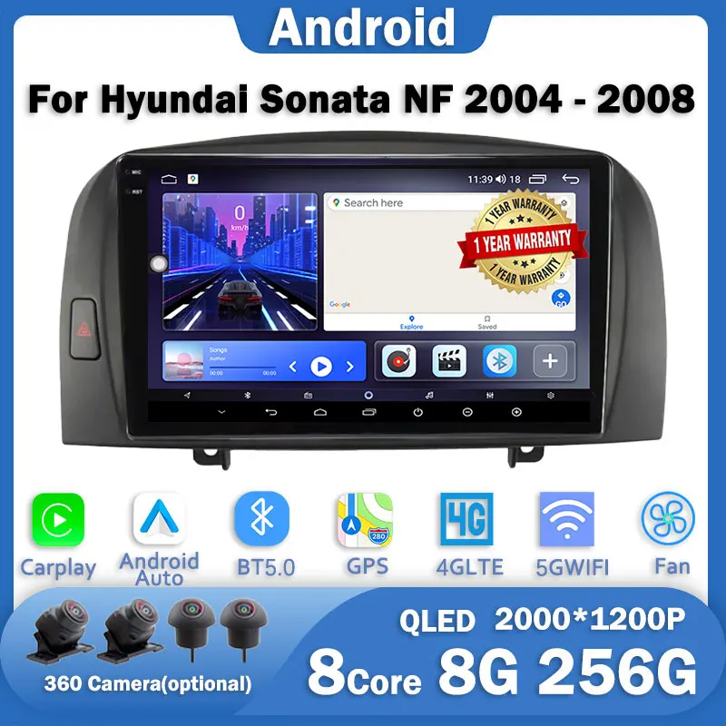 

9'' Android 14 Car Radio For Hyundai Sonata NF 2004 - 2008 Multimedia Video Player Navigation Stereo GPS 4G Carplay Autoradio