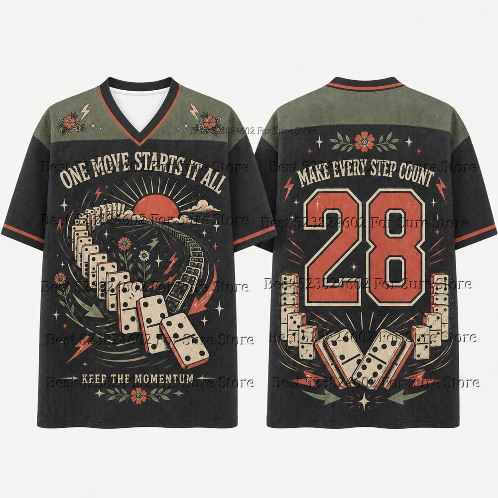 Retro Chinese Style Mahjong Lucky Jersey Women V‑Neck Short Sleeve T‑Shirt Fortune Casual Street Hip‑Hop Loose Fit Tee Tops