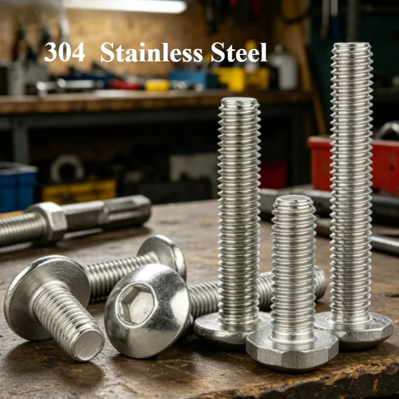 M2 M2.5 M3 M4 M5 M6 M8 M10 304 Stainless Steel Hex Round Pan Mushroom Head Screws Hexagon Socket Button Head Bolt Truss Screws