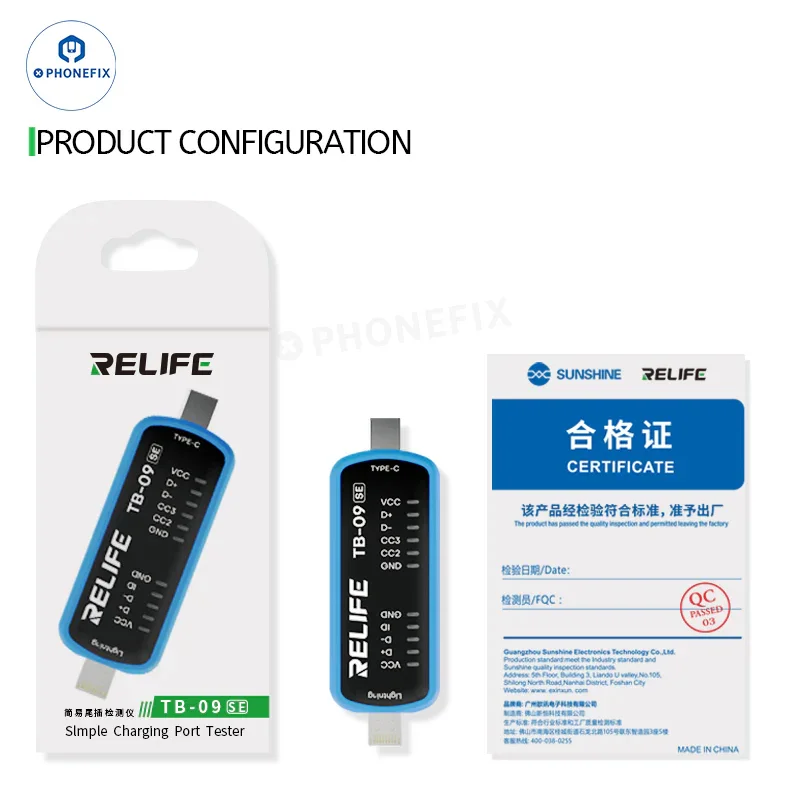 RELIFE TB-09 SE Charging Port Tester Lightning and Type-C Dual Interfaces for iPhone Huawei Samsung Xiaomi Android Phones