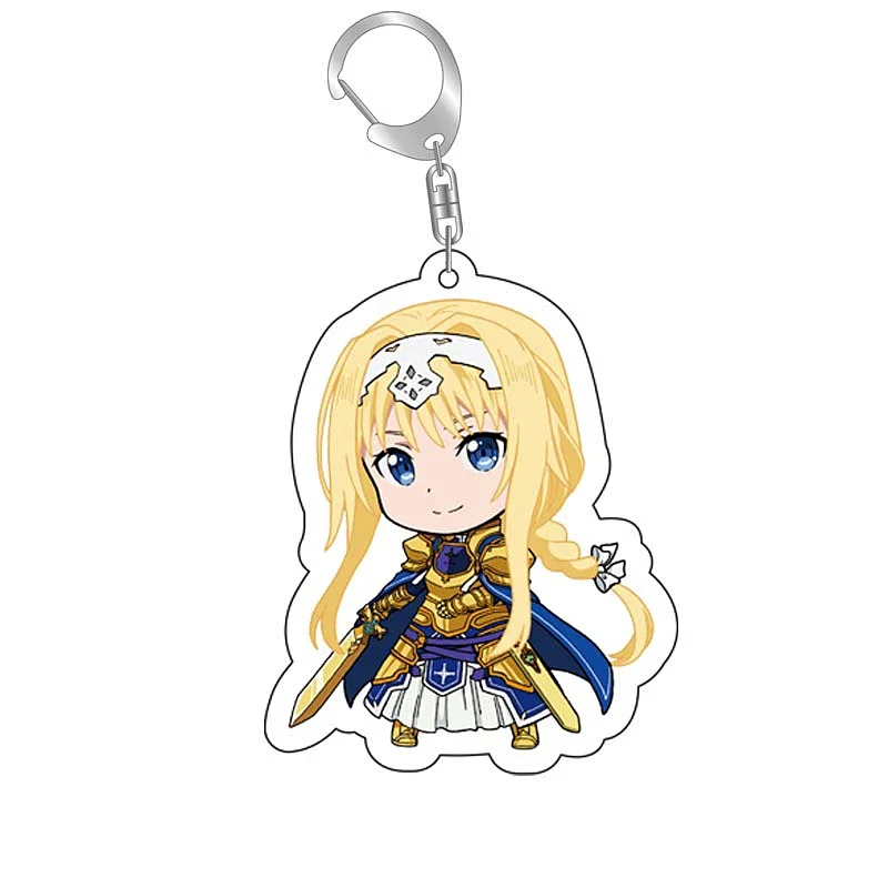 Anime Sword Art Online Kirito Keychain Yuuki Asuna Asada Shino SAO Cartoon Keyring Baji Bag Tag Accessories Decorative Gift