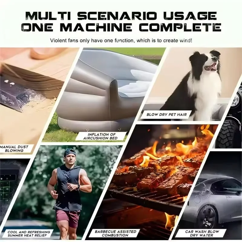 CROSSGUN Jet Turbo Fan 130,000 RPM High Wind Power Wireless LED Blower Outdoor Camping Gift 5000 mAh Violent Fan