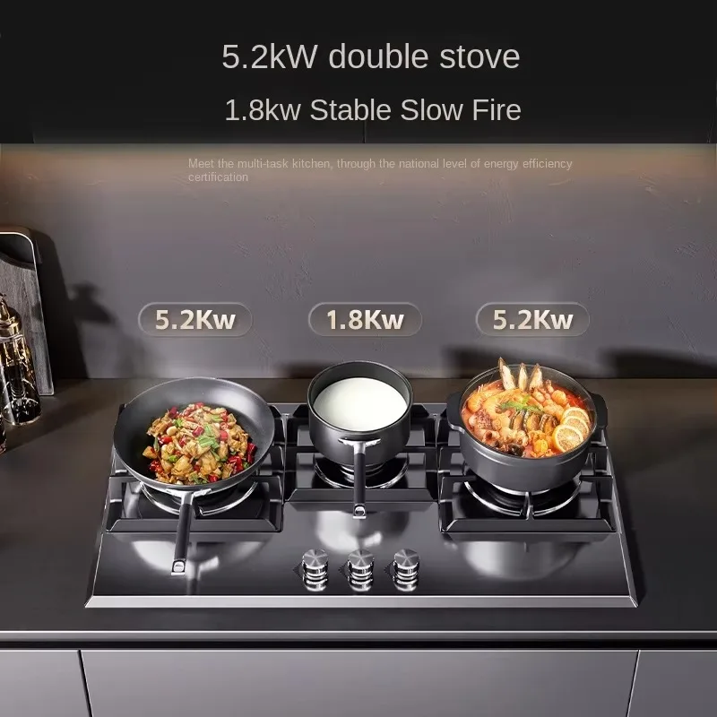K3 Three-eye Stainless Steel Natural Gas Stove with Wireless Timing and Fierce Burner