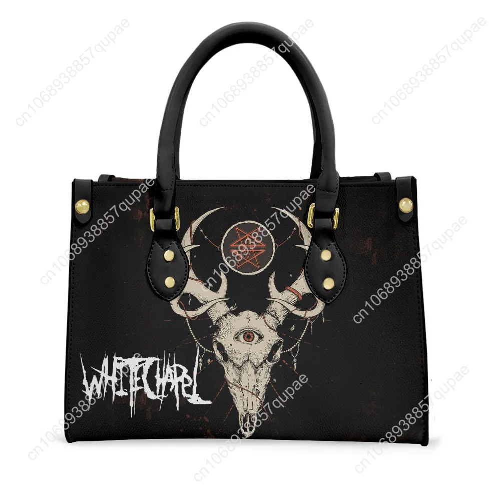Whitechapel Heavy Metal Band Tote Bag Purse Womens Mens Personalized Text Image PU Leather Handbag Business Shopping Gift Bags