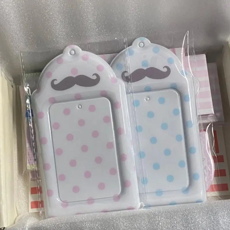 Cool Polka Dot Mustache Print Card Holder Hard PVC 3 Inch Kpop Photocard Meal Card Case for Teen Boys