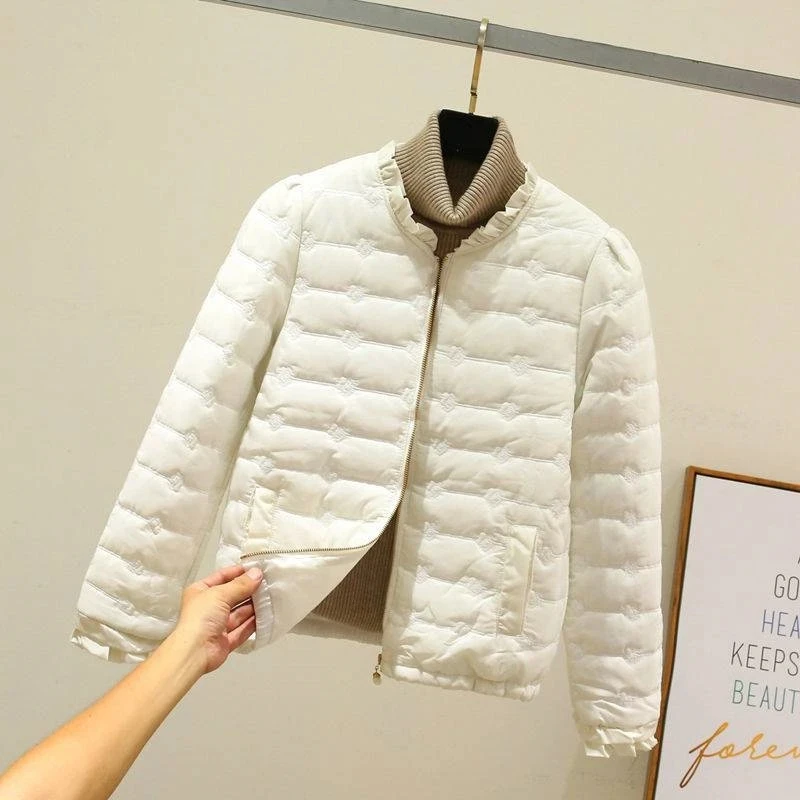 2023 Autumn Winter New Women Cotton Padded Jacket Warm Korean Elegant Casual Loose Lightweight Solid Color Parka Female Outwear