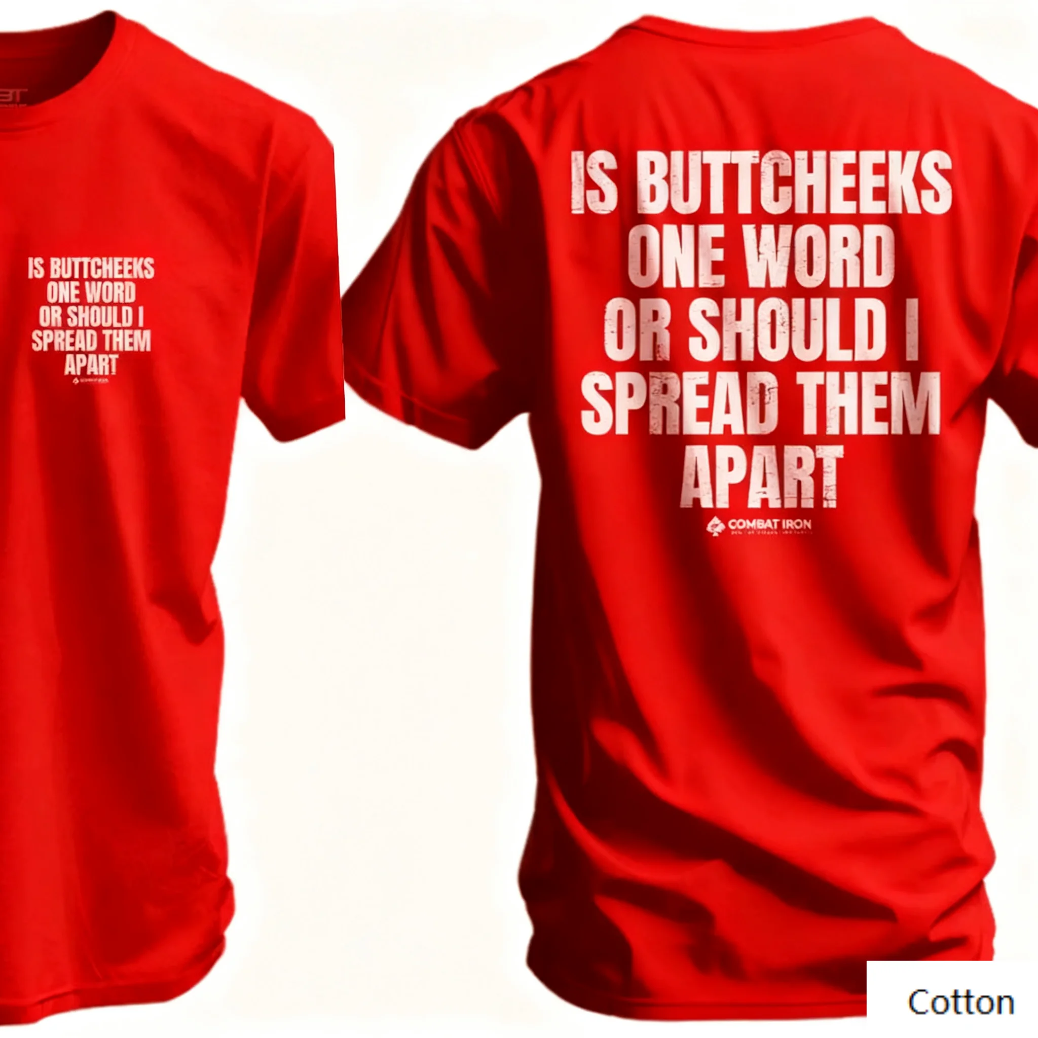 تي شيرت قطني برقبة دائرية مطبوع عليه عبارة "Witty Body Humor" عبارة "IS BUTTCHEEKS كلمة واحدة أو يجب أن أشتريهم"