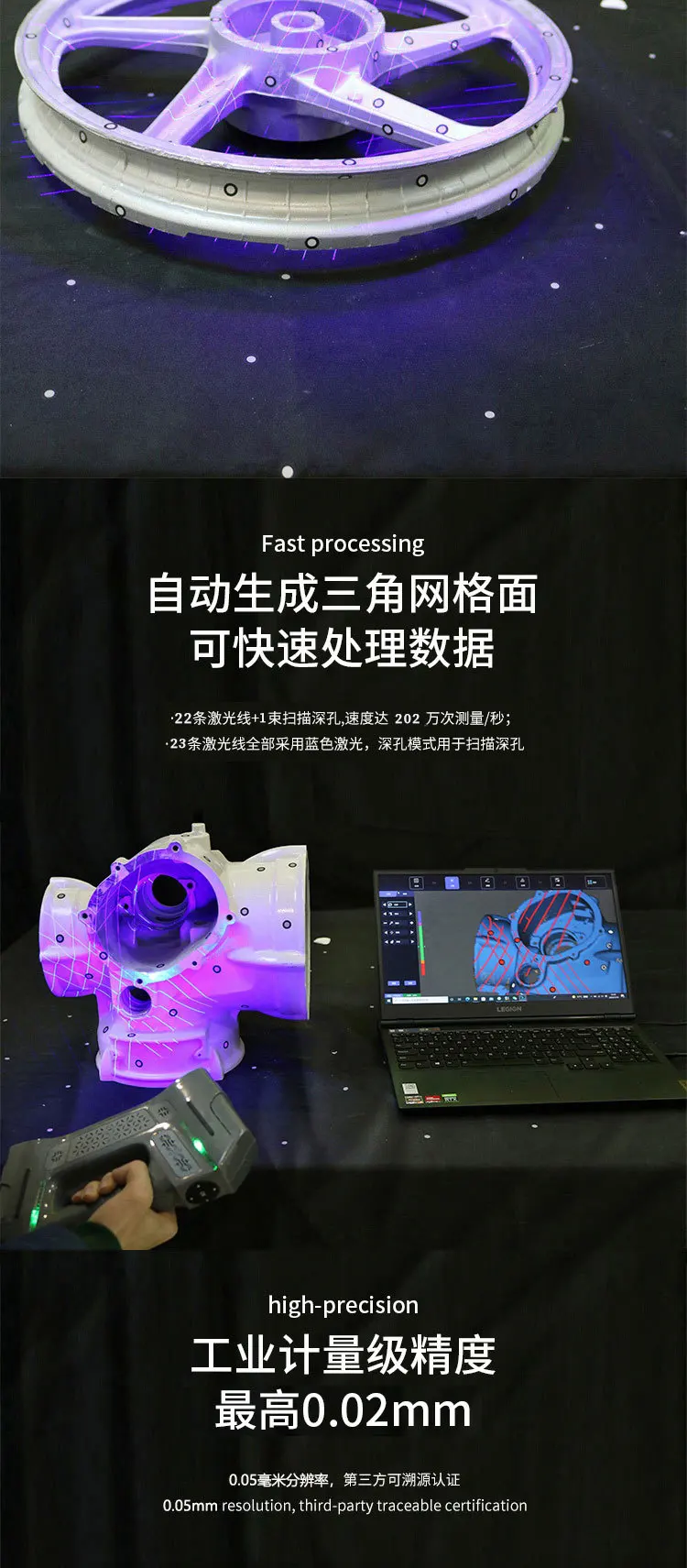 Промышленный 3D-сканер PMAX, лазерный S702, серия Blu-ray, высокоточное обратное моделирование