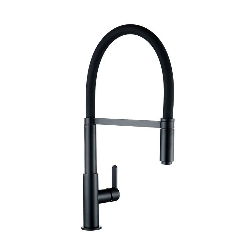 

High Arch Single Hole Single Handle Pull Down Sprayer Docking Kitchen Faucet Alba Matt Black Mixer Sink Tap with Spray Head