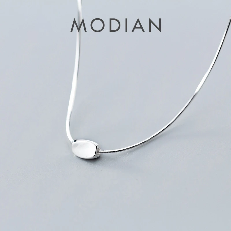 

Modian New Classic Irregular Square 925 Sterling Silver Simple Pendant for Women Adjustable Link Chain Necklace Fine Jewelry