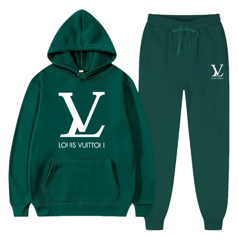 

Two-piece set of men's and women's autumn and winter casual fitness sportswear, fashionable pullover and jogging pants set