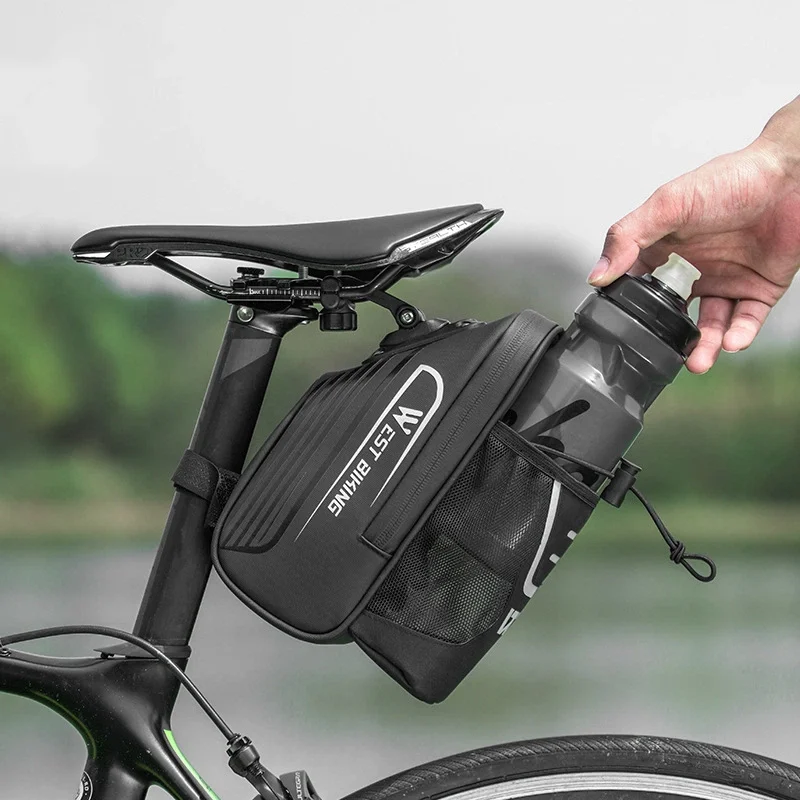 

Bicycle Saddle Bag Adjustable Bike Water Bottle Cage Reflective Waterproof Bicycle Rear Seat Bag For MTB Road Bike