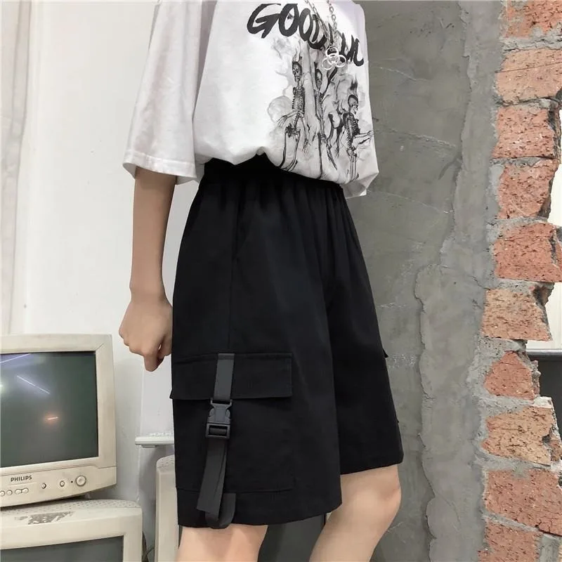 Shorts Women Couples Unisex Casual All-match Elastic Waist Streetwear Designed Trendy Korean Fashion Stylish Popular Cozy Summer