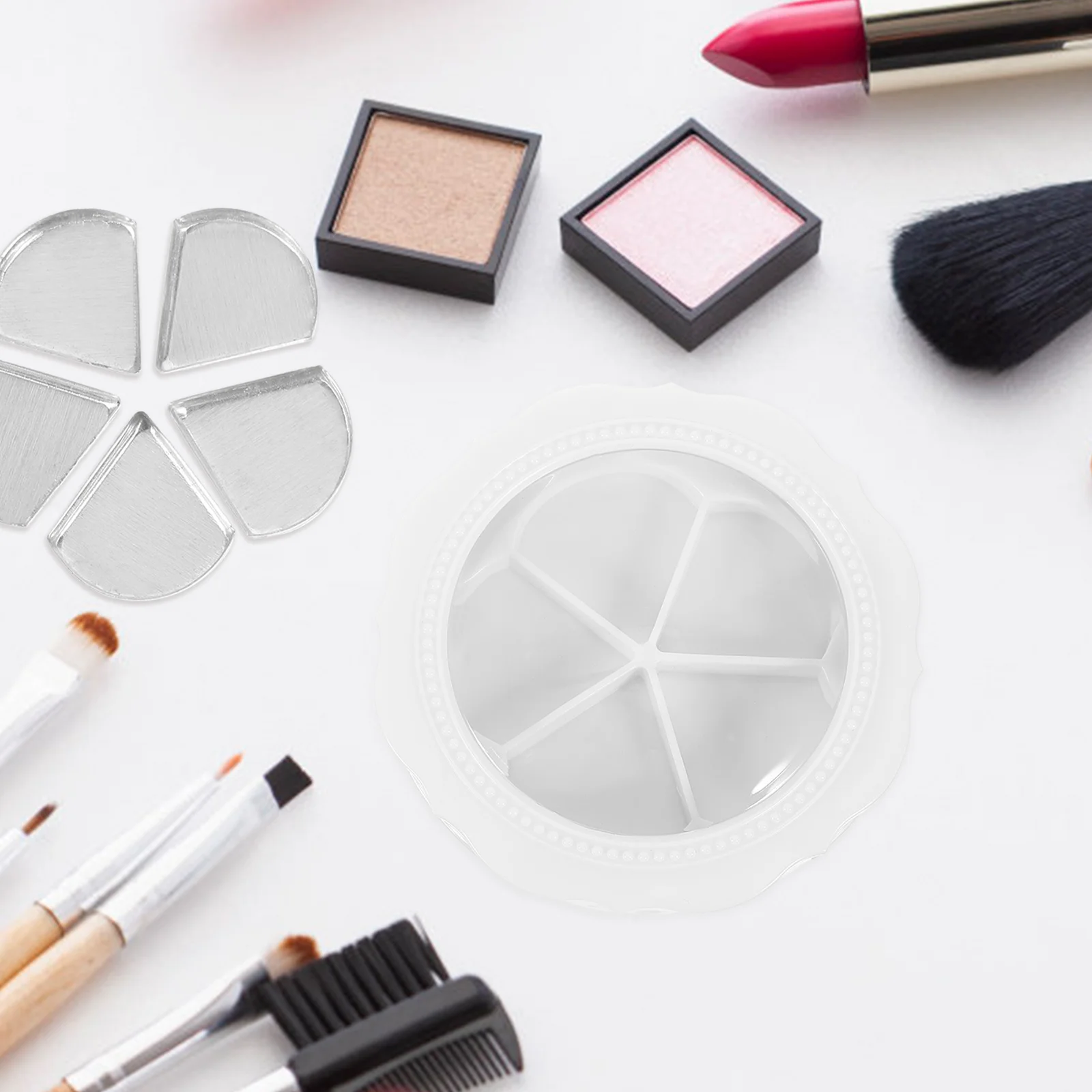 

2Sets Eyeshadow Box Refillable Lipstick Case Portable Makeup Storage DIY Blusher Organizer Travel Box