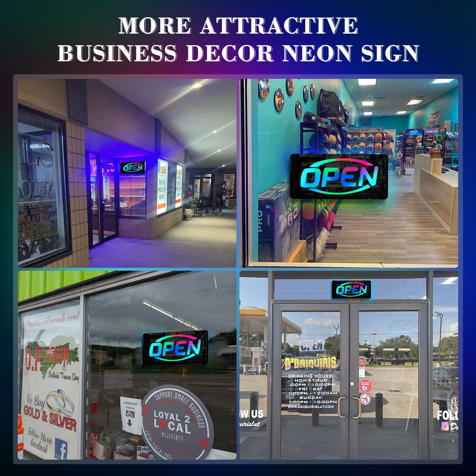 Open Neon Sign RGB Remote Control Mirror LED Backlight Luminous Wall Sign Lamp Cool Store Salon Bar Coffee Room Interior Decor