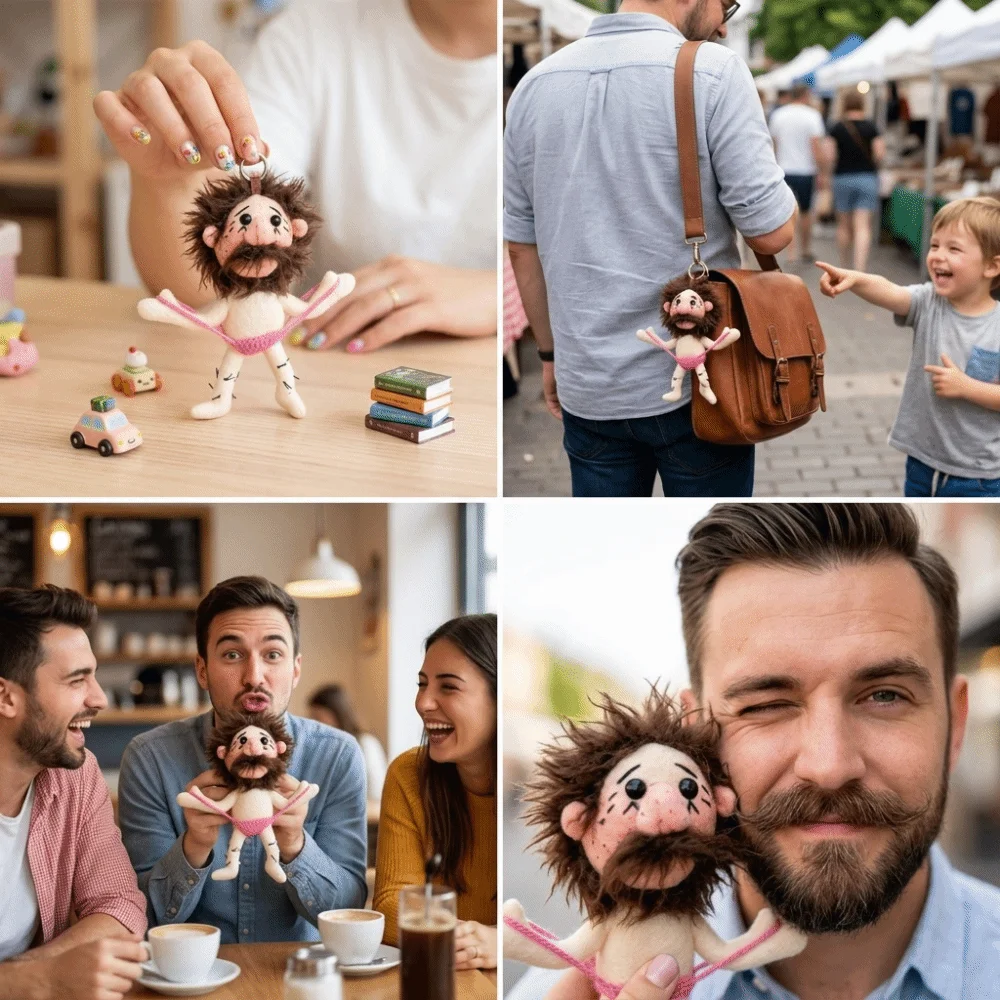 Whimsical Design Cartoon Figure Bag Pendant Vivid Appearance Soft Fabric Material Funny Keychain Distinctive Look Well-Crafted