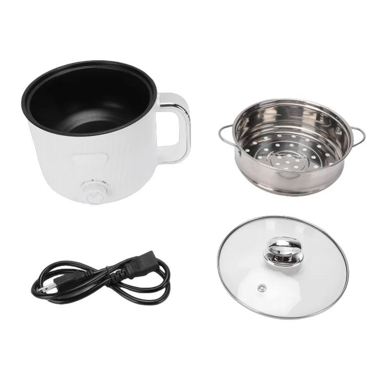 110V Electric Hot Pot Stainless Steel Multifunctional Cooker with Steam Basket For Dorm Home Apartment US Plug view 4