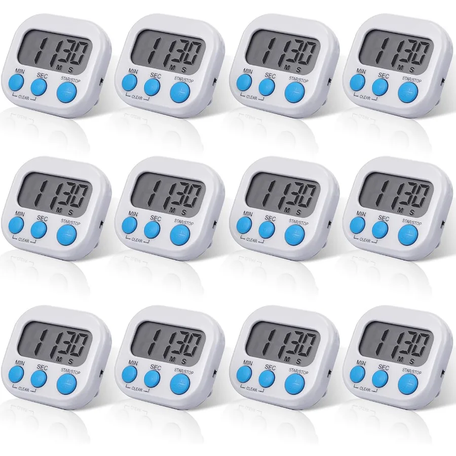 

12-częściowy цифровой кухонный магнитный таймер для классной комнаты, таймер обратного отсчета с большими цифрами, громкая сигнализация, милый стол Stopwa