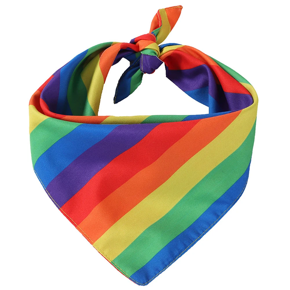 

Rainbow Triangle Dog Bandana Pet Scarf for Dogs Cats Small Animals Decor Small Size Polyester Adjustable Knot Party Supplies