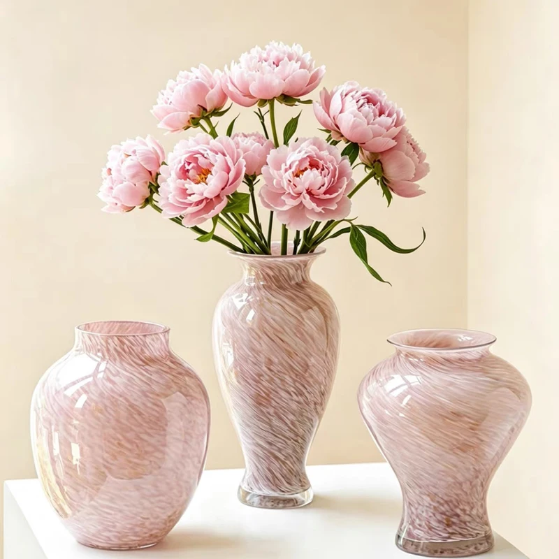 French-style vintage glass vase light luxury glass ornament perfect for living room flower arrangements retro home decorative